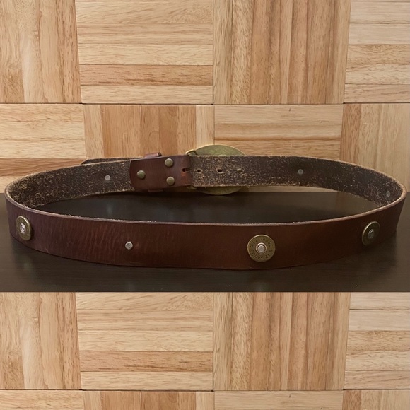 Vintage NOCONA Co. Bullet Stud Leather Belt with Eagle Brass Belt Buckle Size 38 - Picture 2 of 15